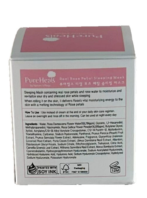 PureHeals Real Rose Petal Sleeping Mask 100g - Moisturizing & Brightening Face Cream