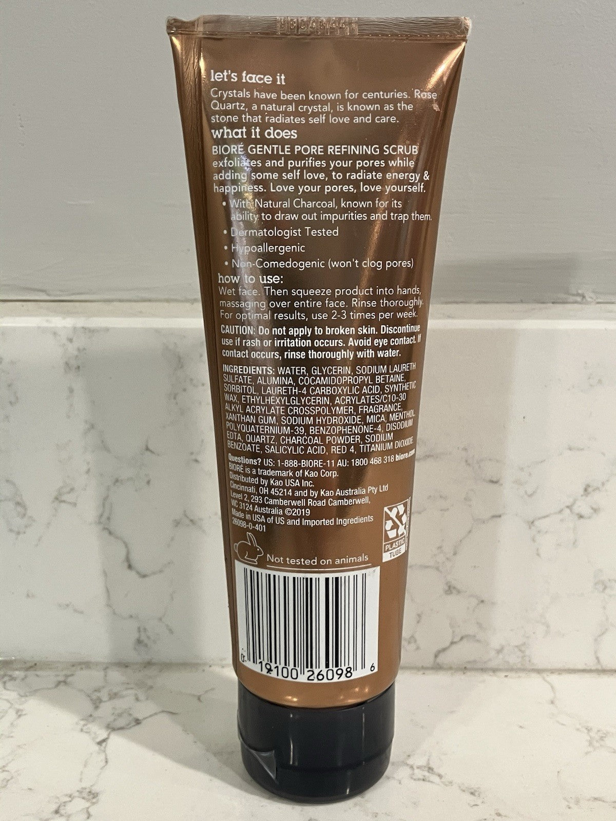 Biore Rose Quartz + Charcoal Gentle Pore Refining Scrub 4 fl oz / 113g