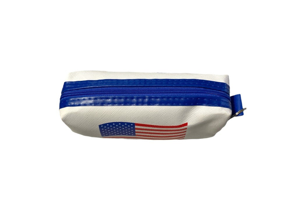 USA Flag Zipper Cosmetic Bag with Key Ring - Small Travel Organizer