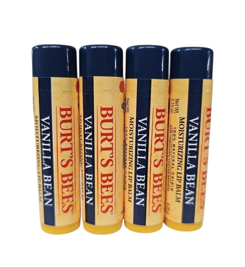 4 Pack Moisturizing Lip Balm Tubes - Vanilla Bean Flavor, 0.15 oz