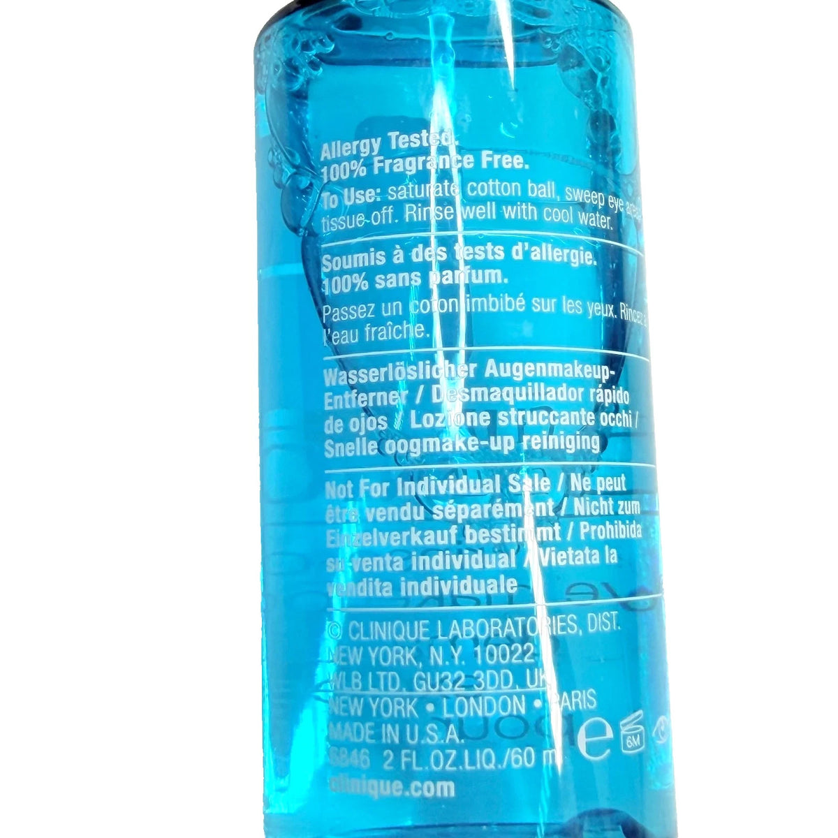 Lot of 2 Clinique Rinse-Off Eye Makeup Remover 2 oz/60 ml - Gentle Eye Makeup Remover
