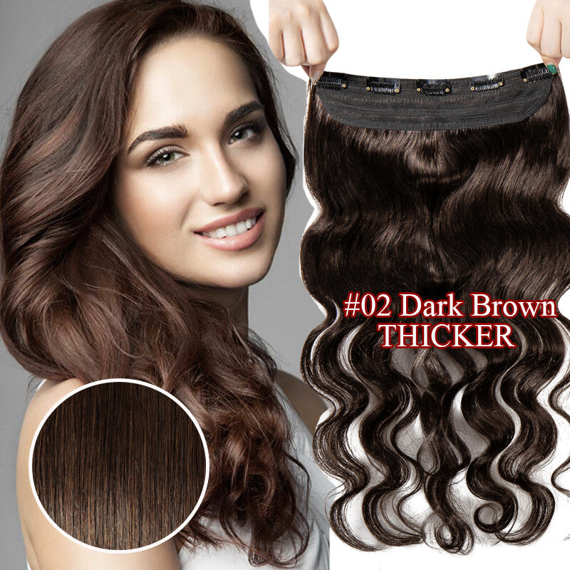 Invisible Wavy Clip-In Hair Extensions - Remy Human Hair, Half Head