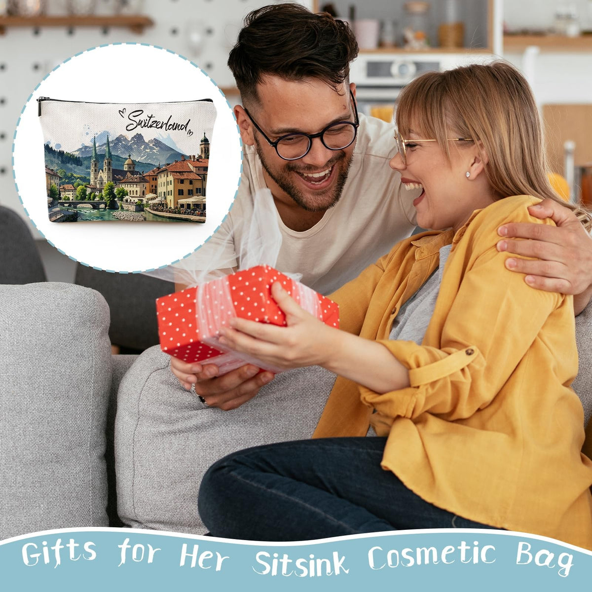 Switzerland Travel Souvenir Makeup Bag - Zurich Lausanne Swiss Alps Gift