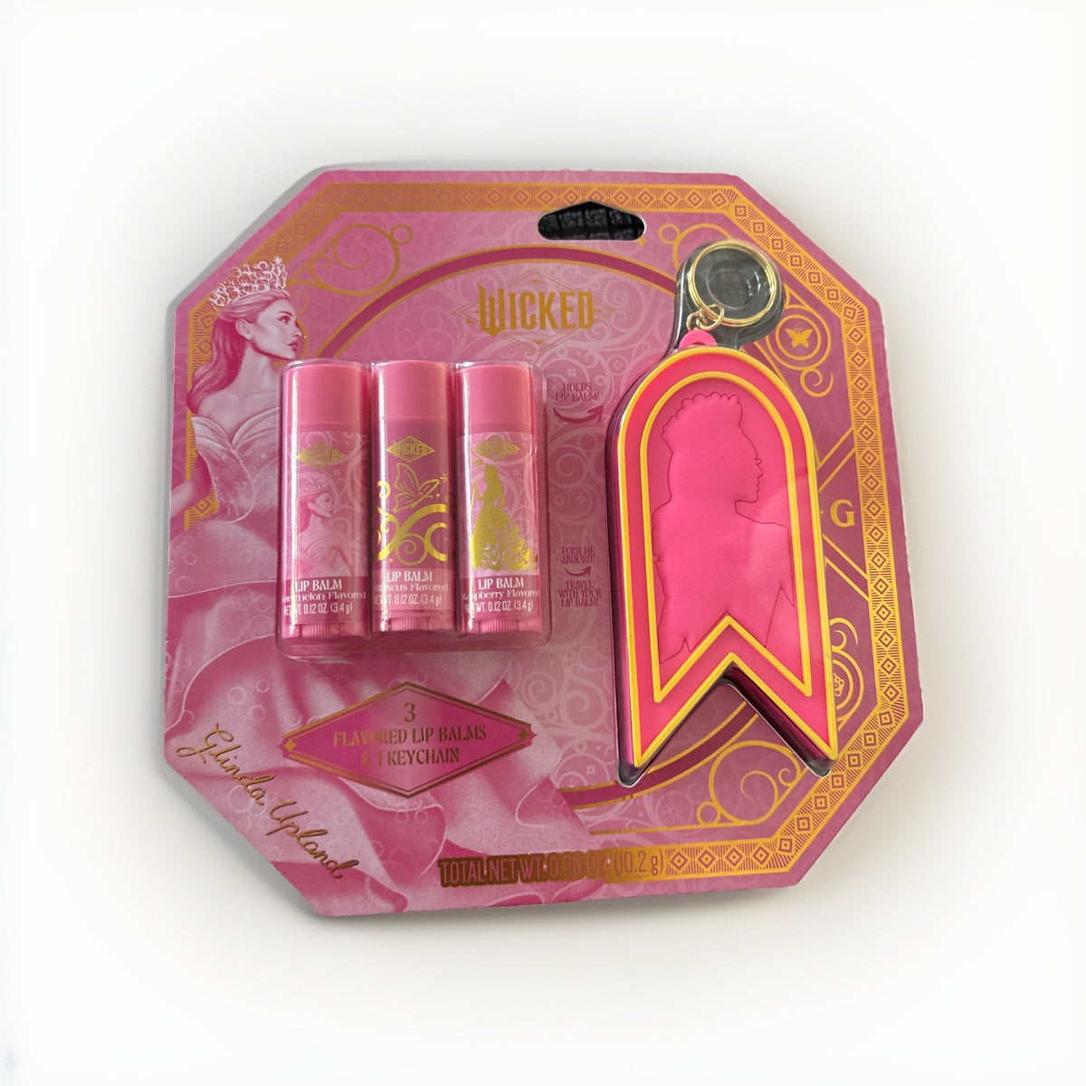 4-Piece Lip Balm Set with Key Chain - Watermelon, Hibiscus & Raspberry Flavors