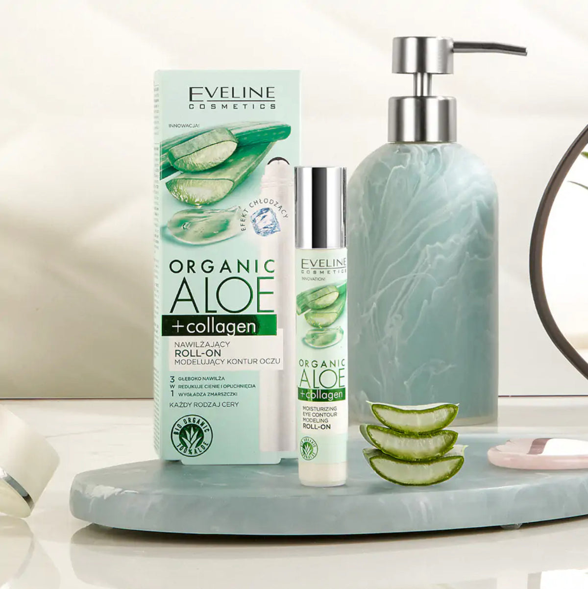 Organic Aloe Collagen Under Eye Roll-On Moisturizer for Dark Circles & Puffiness