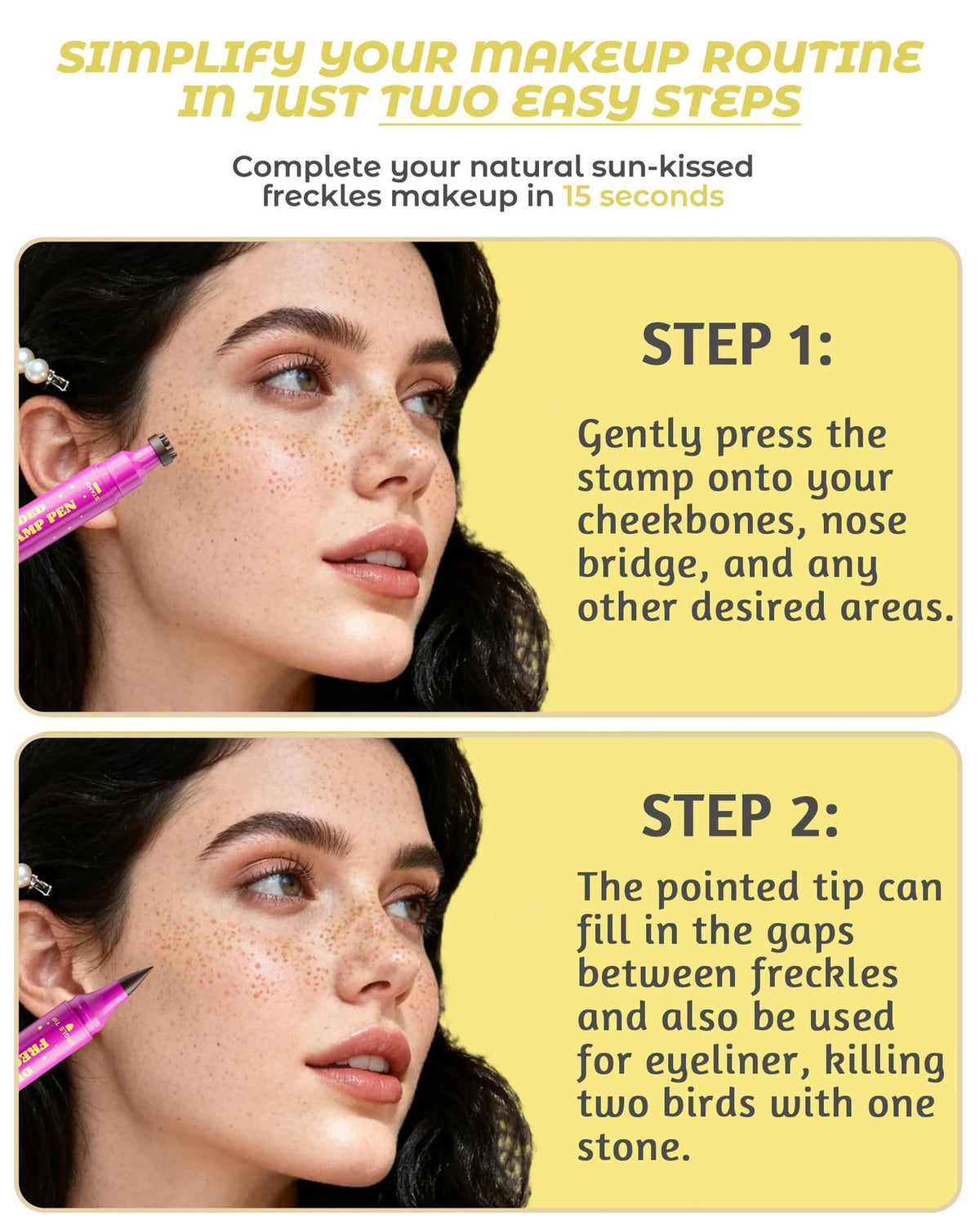 Freckle Stamp Pen Dual-End Fake Freckles Makeup Pen - Natural Shades