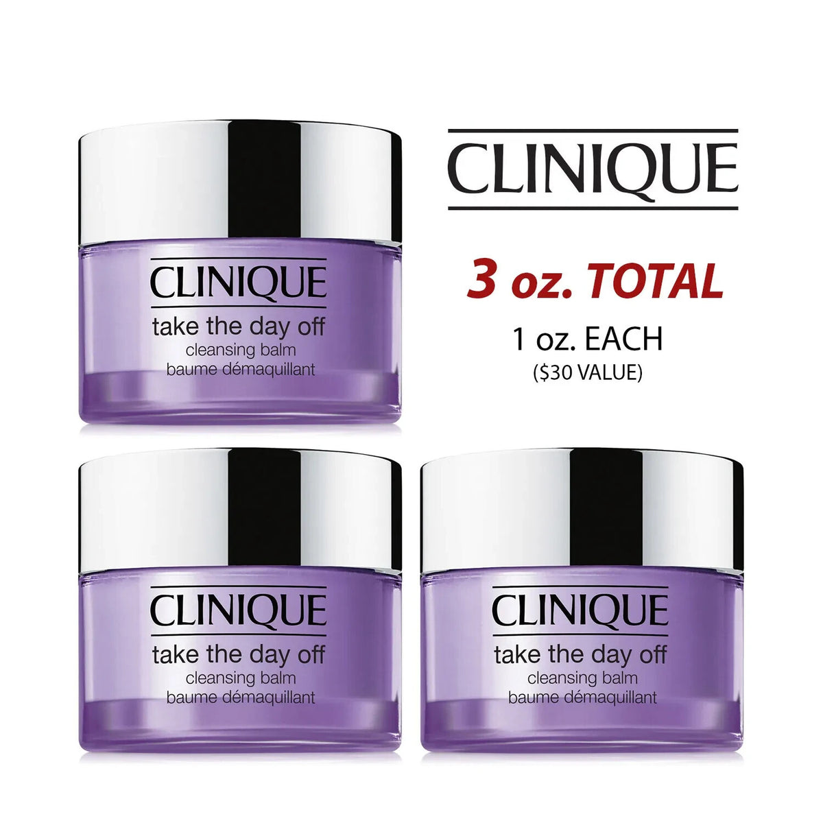Clinique Take The Day Off Cleansing Balm Set - 3 x 1 oz Makeup Remover