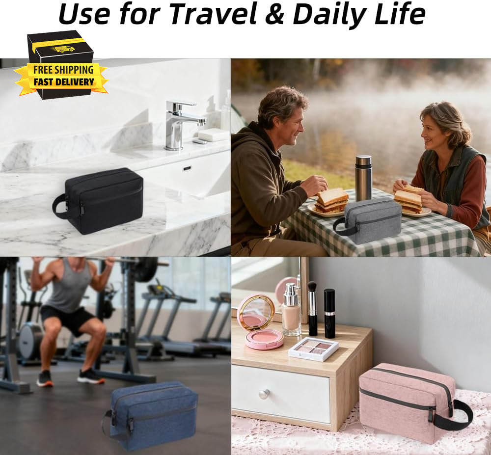 Water-Resistant Travel Toiletry Bag for Men & Women, Small Cosmetic Organizer
