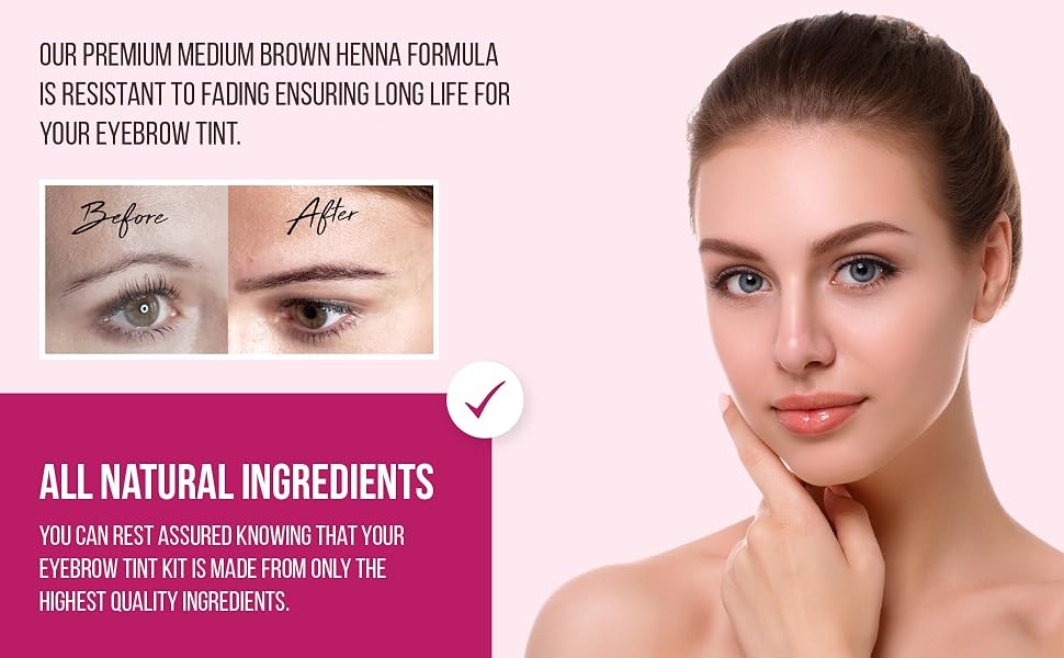 Medium Brown Eyebrow Henna Tint Kit for Natural, Long-Lasting Color