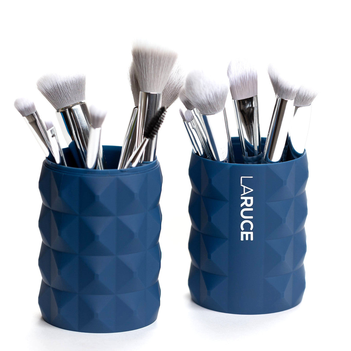 Makeup Brush Holder - Blue Cosmetic Organizer for Beauty Tools
