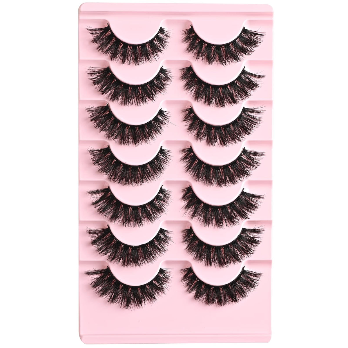 Cat Eye False Eyelashes Fluffy Wispy 7 Pairs Reusable Flared Lashes