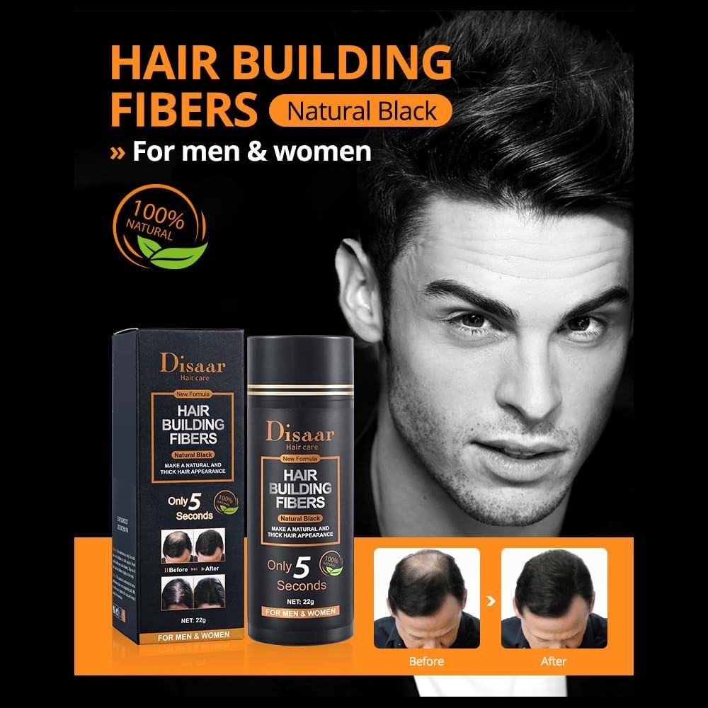 Hair Building Fibers - Keratin Thickening Powder, Natural Black 22g