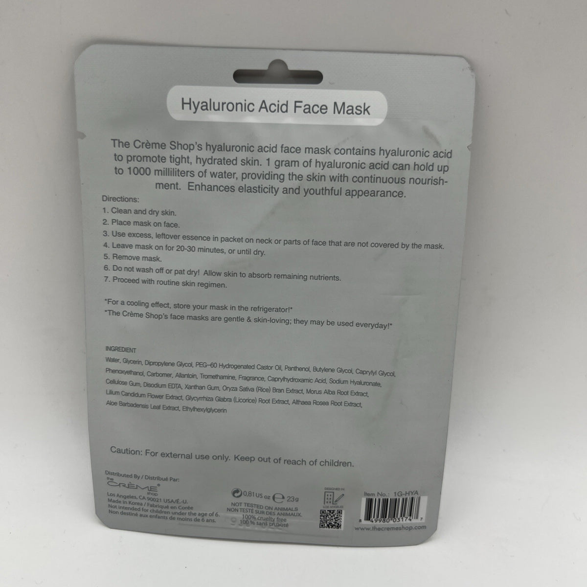Hyaluronic Acid Face Mask - 1 Pack