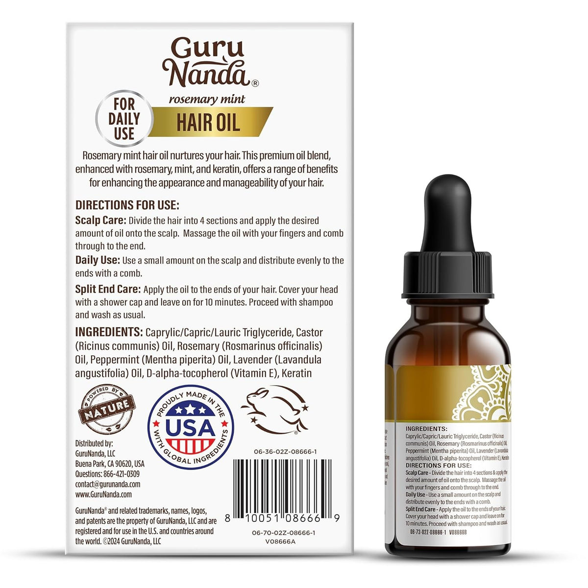 Rosemary Mint Hair Growth Oil with Keratin – 2 Fl Oz