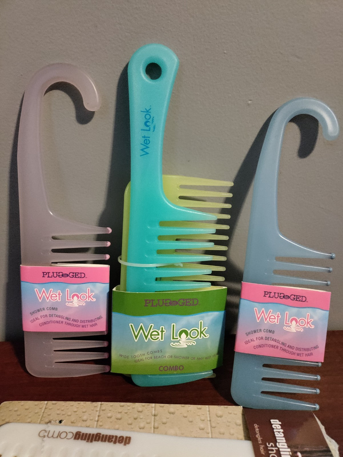 4 Pack Wet Look Shower Comb Detanglers for Wet Hair - Detangle & Style