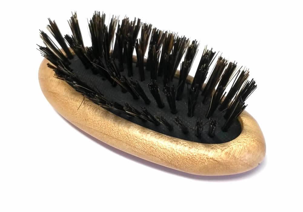 Handmade Wooden Boar Bristle Hair Brush - Natural Light Finish, 3.5 Inch