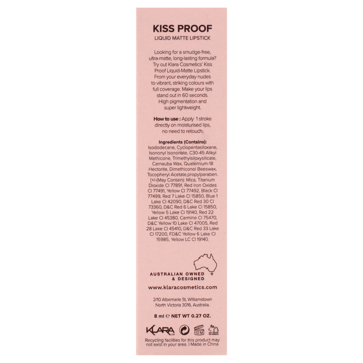 Long-Lasting Kiss Proof Liquid Matte Lipstick - 0.27 oz Cookie Brown