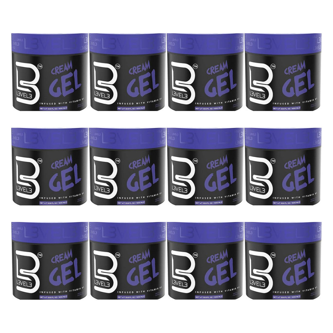 Level 3 Cream Gel with Vitamin B5 - Medium Hold, 1000ml, 12-Pack