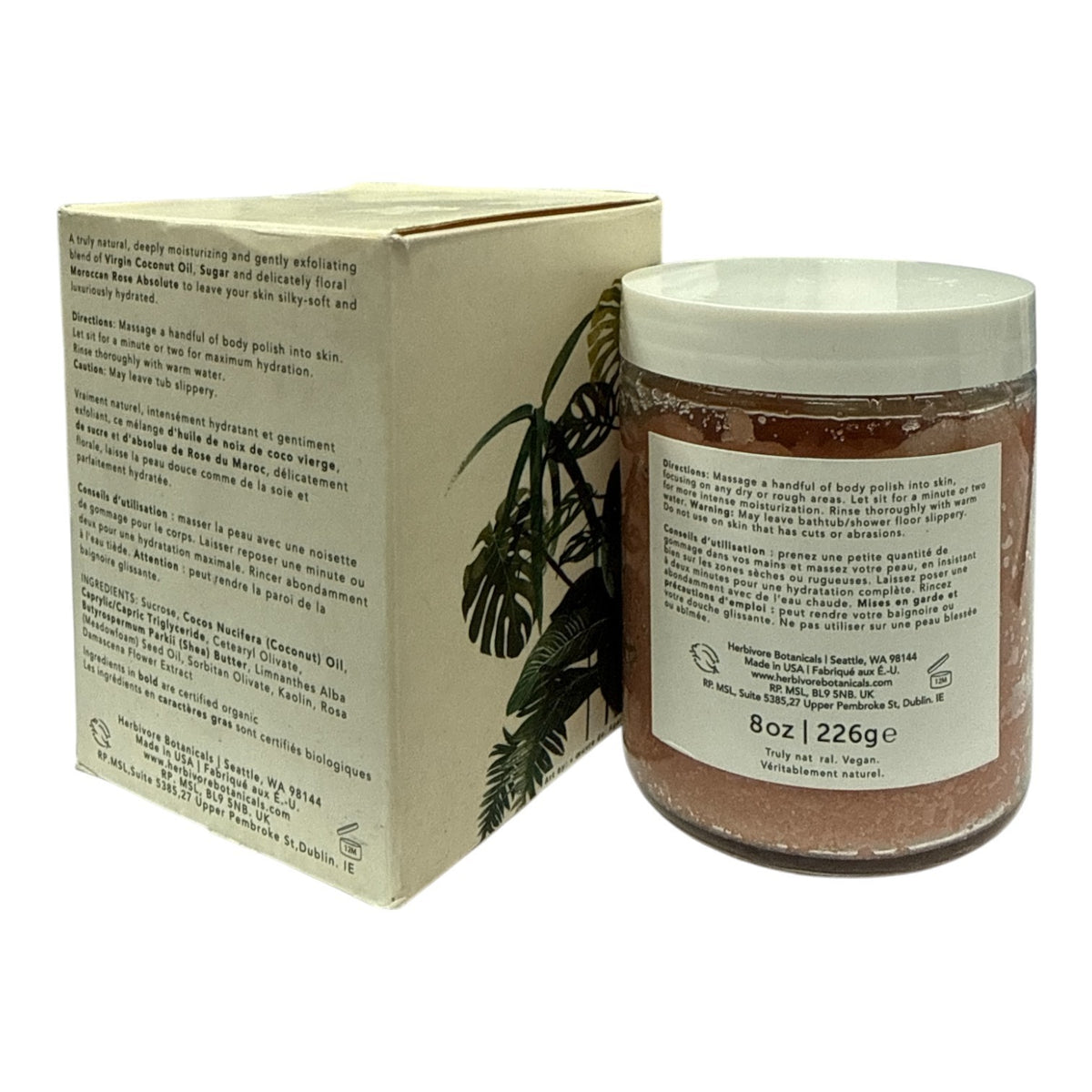 Herbivore Coco Rose Coconut Oil Body Polish 8oz Natural Exfoliator