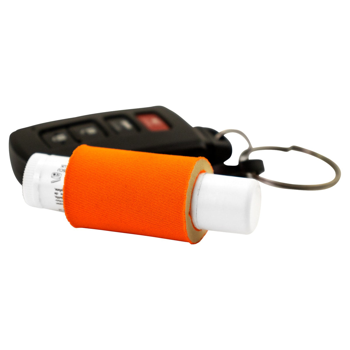Clip-On Neoprene Lip Balm Holder Key Chain - Orange, Fits Most Lip Balms