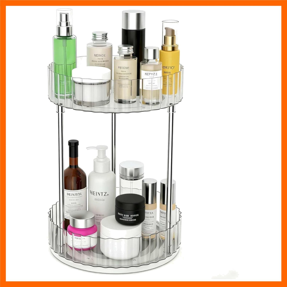 Large 360° Rotating Makeup Organizer with Detachable Cosmetic Storage
