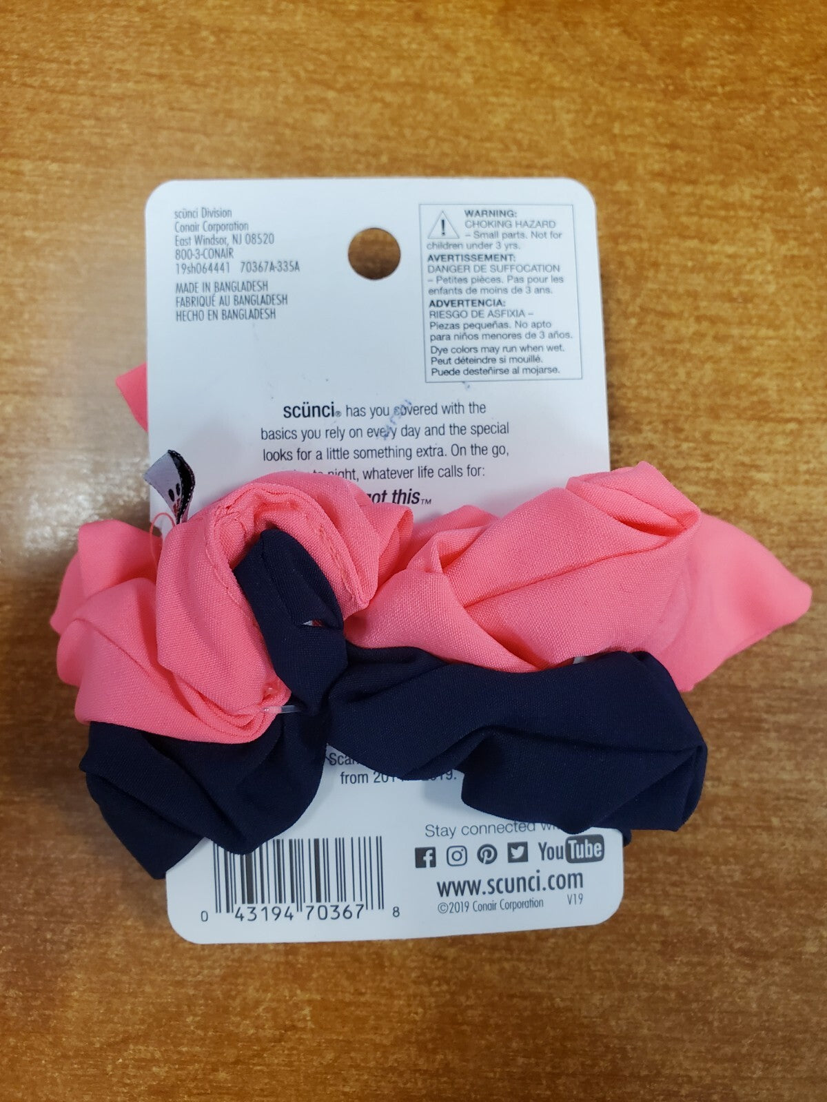 8 Packs of 2: Scunci Scrunchie Ponytail Holders Hot Pink Bow/Navy