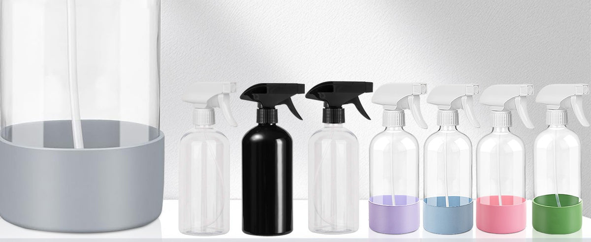 17oz Refillable Spray Bottles Set - Multipurpose Clear Water Sprayers for Gardening Cleaning and DIY