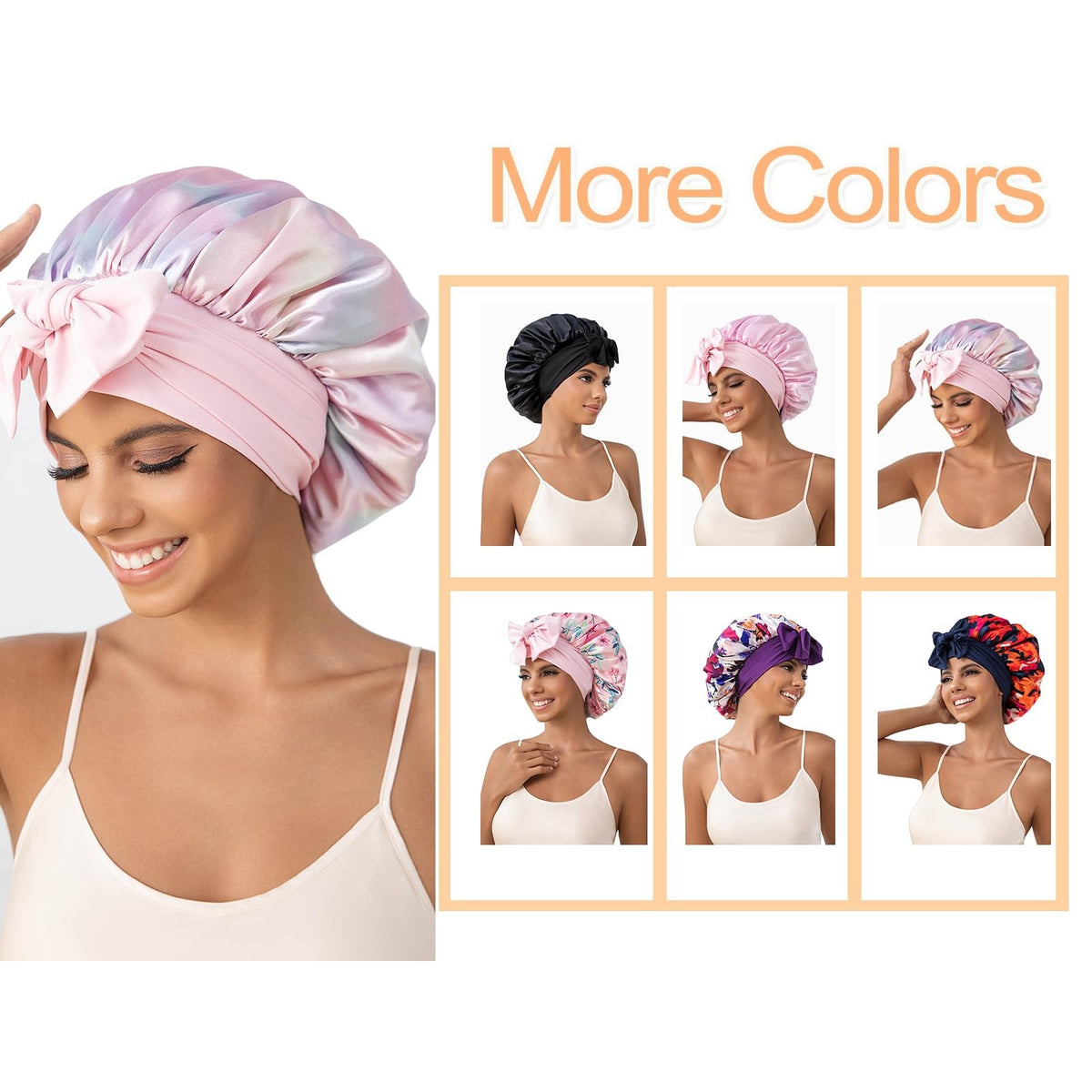 GDTOGRT Satin Silk Bonnet for Sleeping Women, Double Layer One Size,