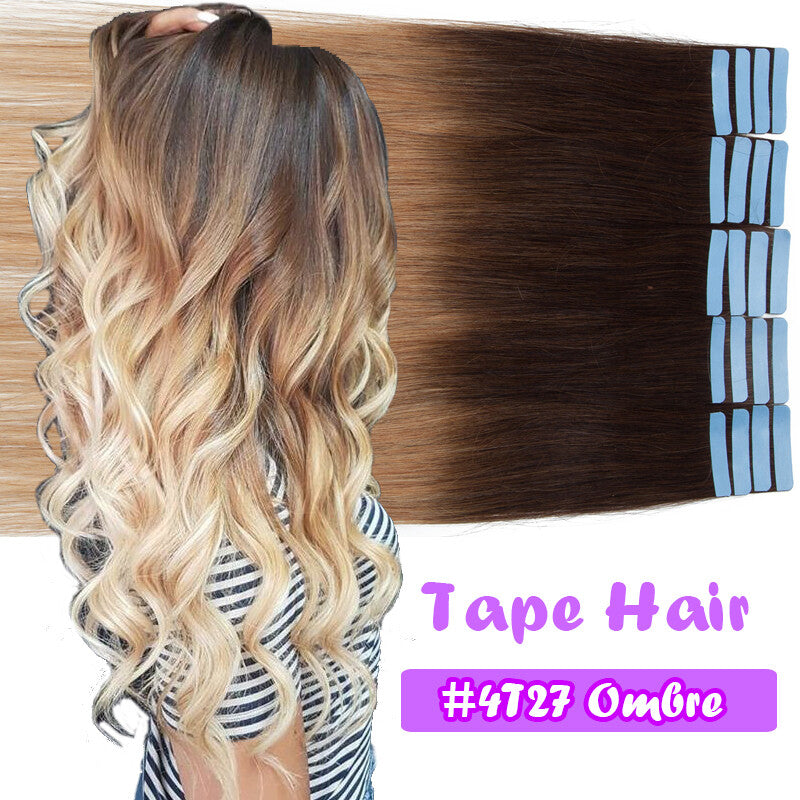 Russian Remy Human Hair Tape-In Extensions Full Head - 60PCS, Multiple Lengths & Colors