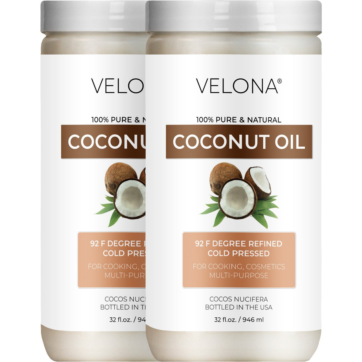 Pure Refined Coconut Oil 92 Degree - Multiple Sizes for Skincare & Cooking