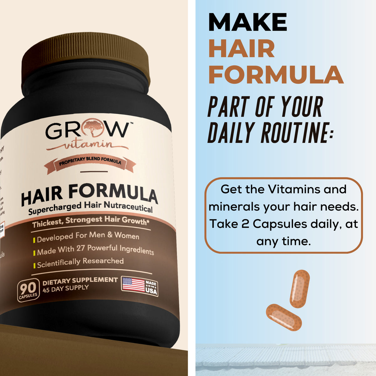 Hair Growth Supplements for Men - 60 Capsules