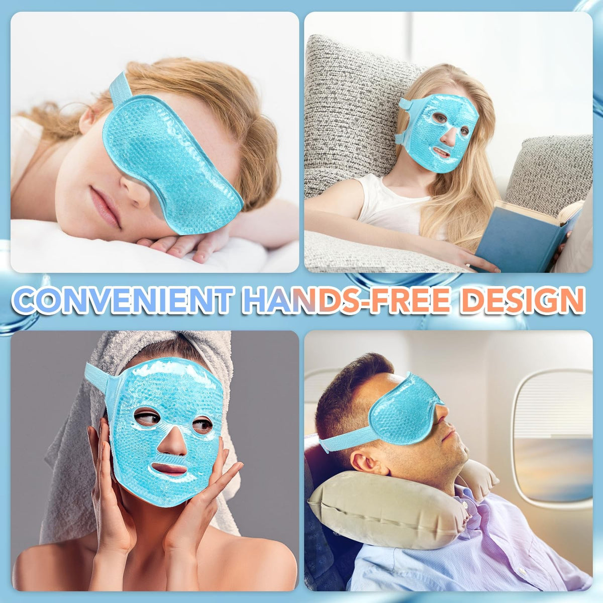 Cooling Eye Mask for Puffy Eyes & Migraine Relief - Reusable Gel Face Mask