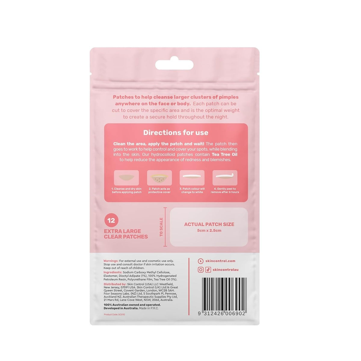 Hydrocolloid Acne Patches XL Clear Blemish Cover - 12 Count