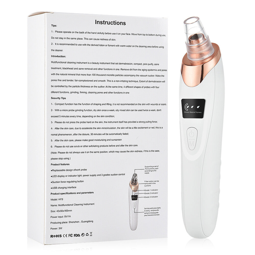 Blackhead Remover Pore Vacuum Cleaner with 5 Suction Heads - Facial Skin Care Tool