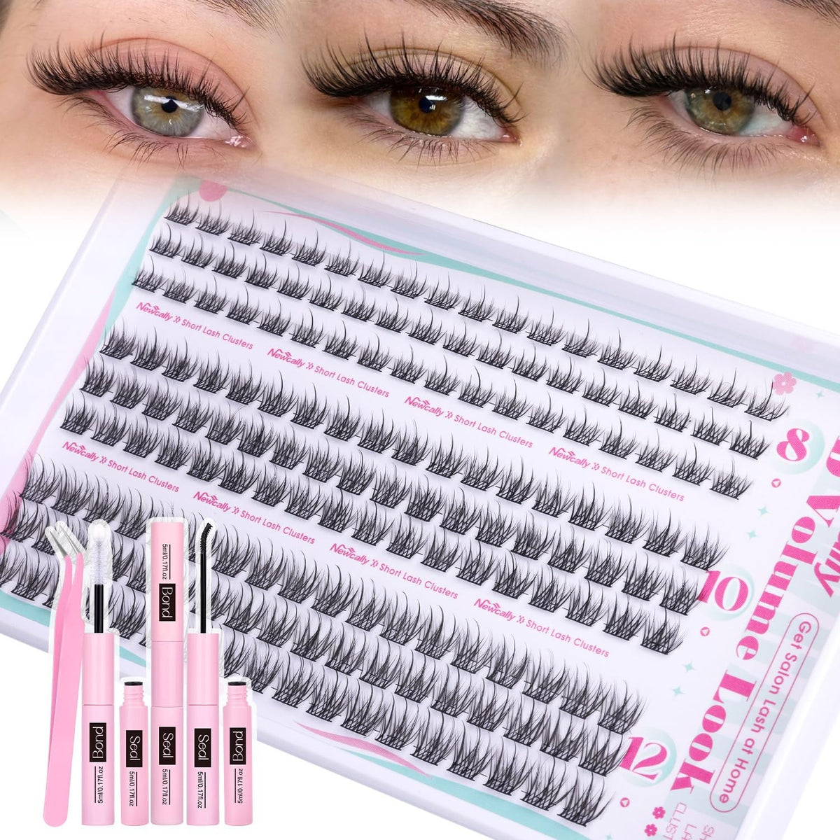 Natural Lash Clusters Kit 8-12mm - Short Eyelashes, 54 Clusters per Length (Pack of 1)
