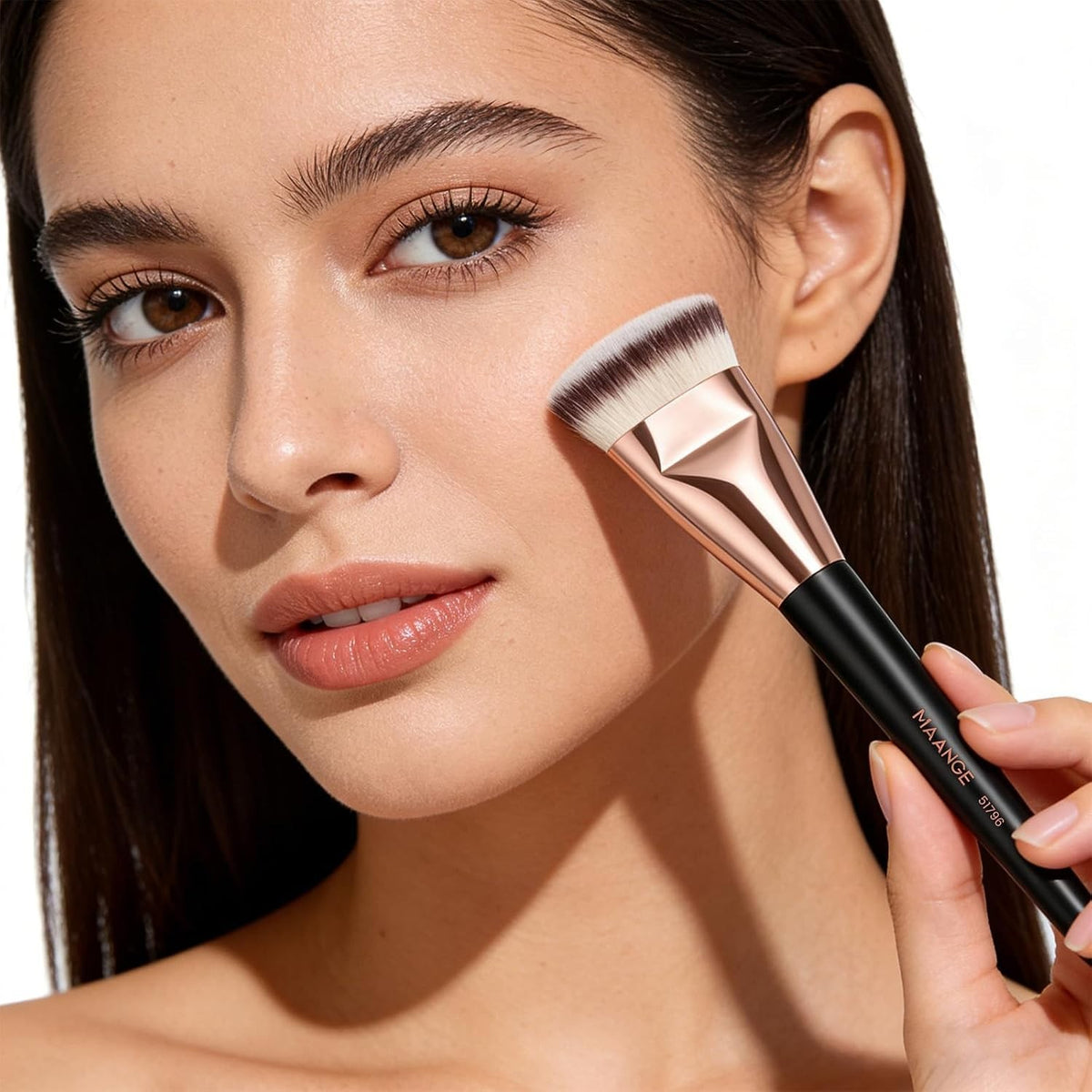 4-Piece Makeup Brush Set - Cruelty-Free Foundation, Concealer & Kabuki Brushes