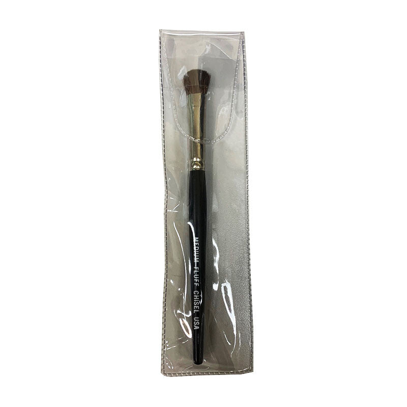 Medium Fluff Chisel Brush with Black Handle - 5.5 inch Makeup Blending Tool