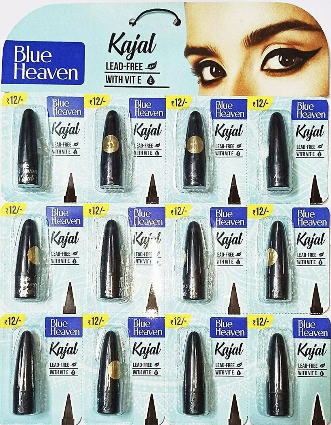 2 Pack Blue Heaven Kajal Kohl Eyeliner with Vitamin E - Lead-Free, Long-Lasting