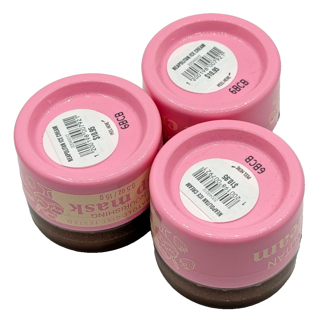 Lip Mask Set - Neapolitan Ice Cream Nourishing Lip Care 3 Jars 0.5 oz