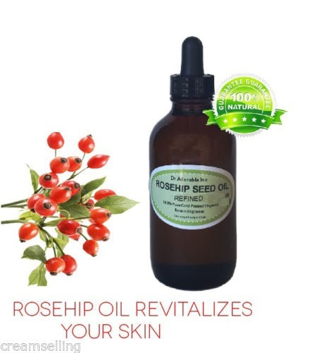 4 Oz Organic Rosehip Oil - Cold Pressed Skin & Hair Rejuvenation