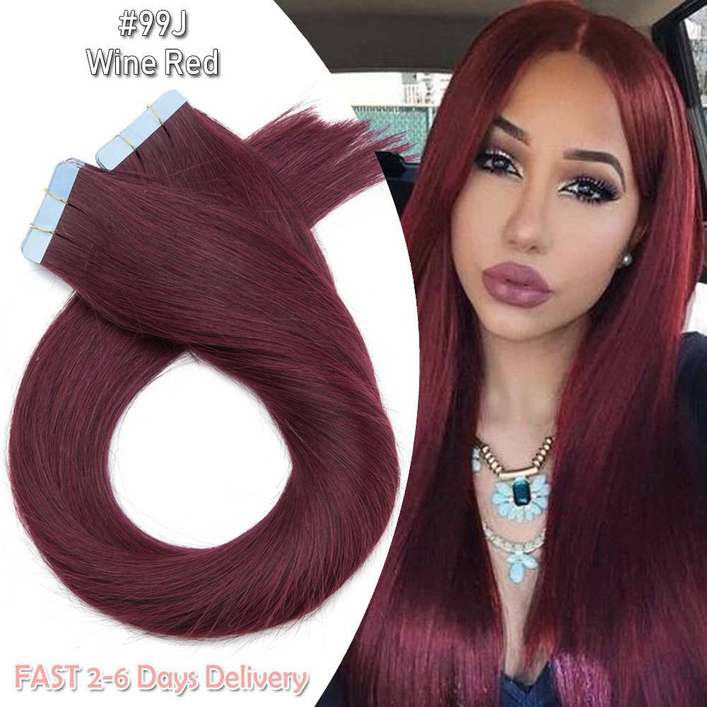 Remy Human Hair Extensions Full Head Skin Weft 80pcs Thick Tape-In Set
