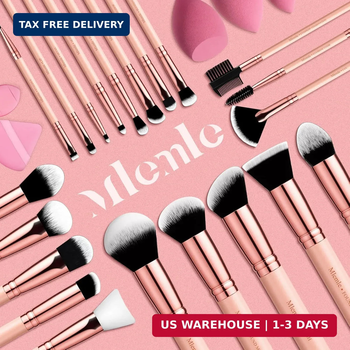 Professional Makeup Brush Set 26 Pcs with Sponges & Puffs - Flawless Finish