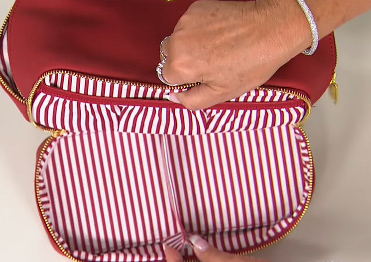 Genuine Leather Travel Case with Secret Compartment - Blush