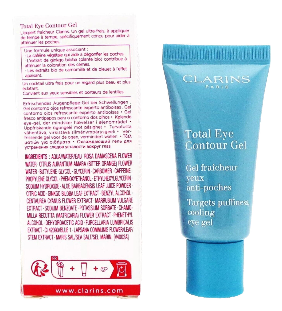 Clarins Total Eye Contour Gel - 20ml Hydrating Eye Care for Puffiness & Dark Circles