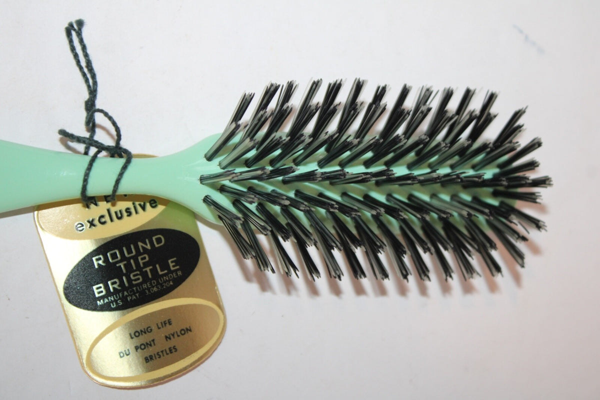 Vintage Green Hair Brush with Dupont Nylon Bristles - 7.5" Old Stock