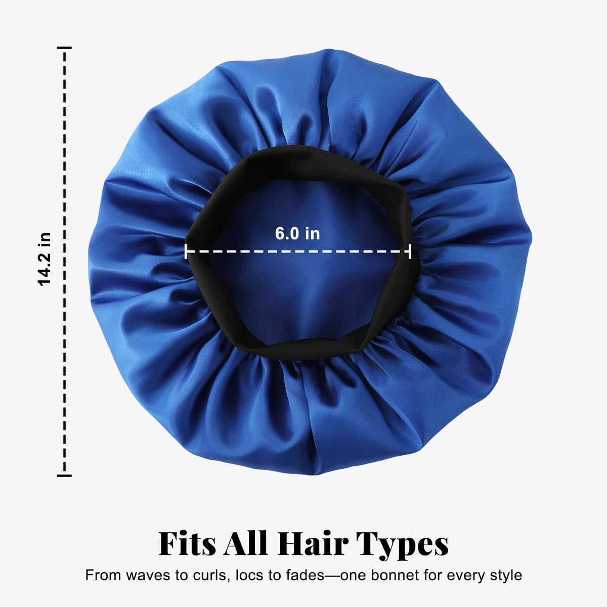 ZHENSILK 2PCS Silk Satin Bonnet for Men 14.2 Inch, Color-a Black+blue