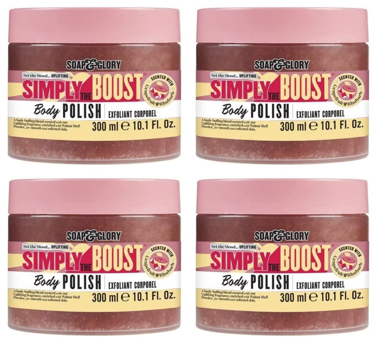 Exfoliating Body Scrub Set - 4 Pack, 10 oz Each, Gently Removes Dead Skin