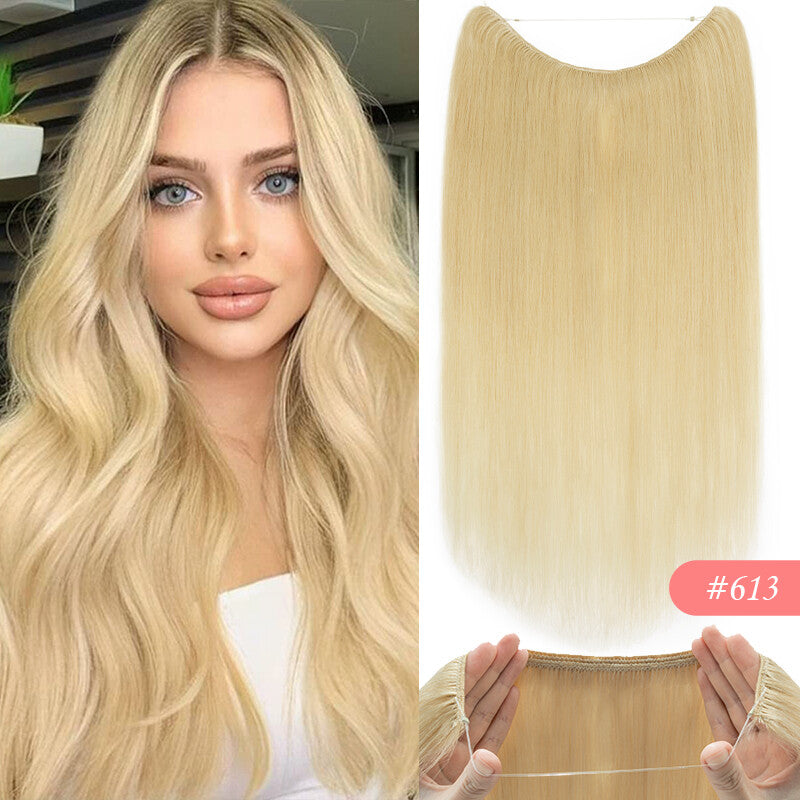 Thick Clip-In Remy Human Hair Extensions Headband Hairpiece & Ring