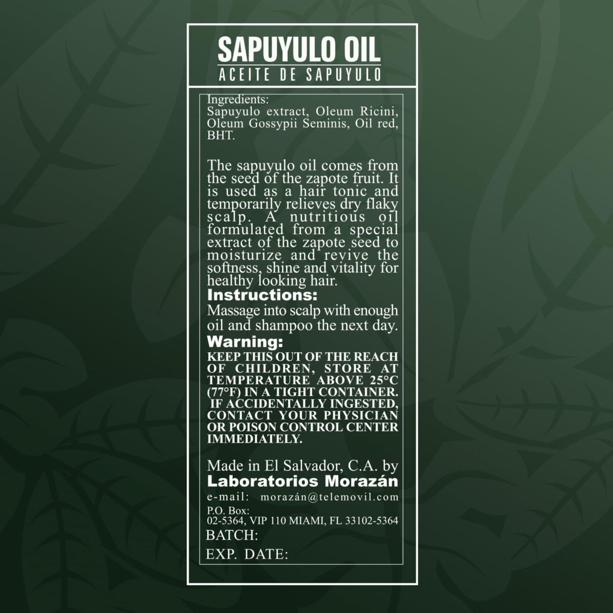Sapuyulo Oil Hair Treatment - Natural Herbal Scalp Tonic, 2 fl oz (3-Pack)