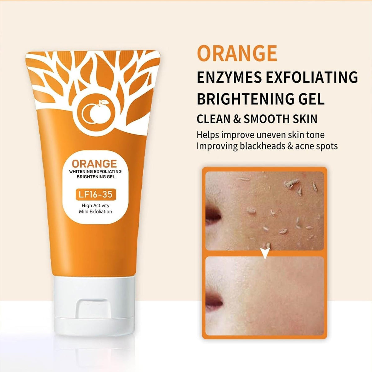 Moisturizing Orange Peel Gel Scrub - Refreshing Exfoliator 2-Pack 1.75 oz